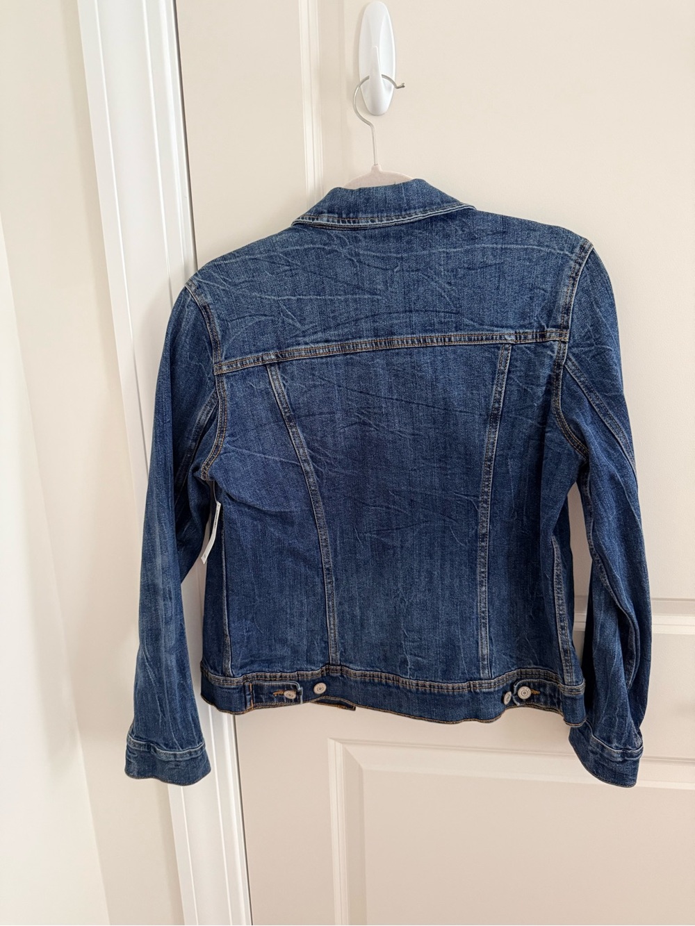 Old Navy Dark Blue Denim Jacket with Contrast Stitching - Picture 2 of 3